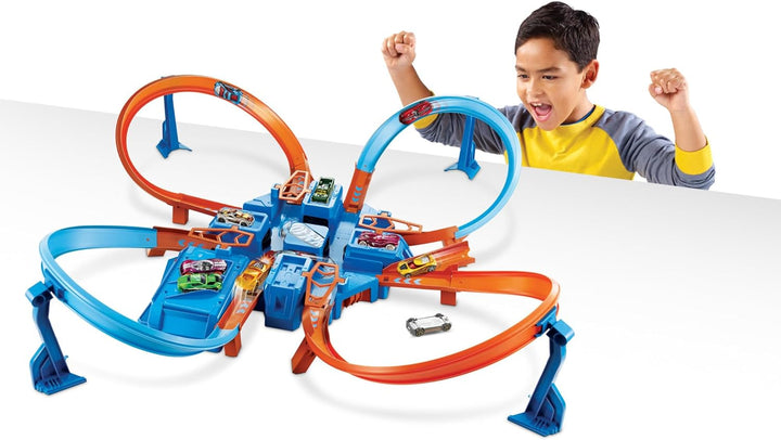 Hot Wheels DTN42 - Trackset, mit Rampen, Kreuzungen und Looping, Parkplätzen, + 1 Fahrzeug B01ARGC5F