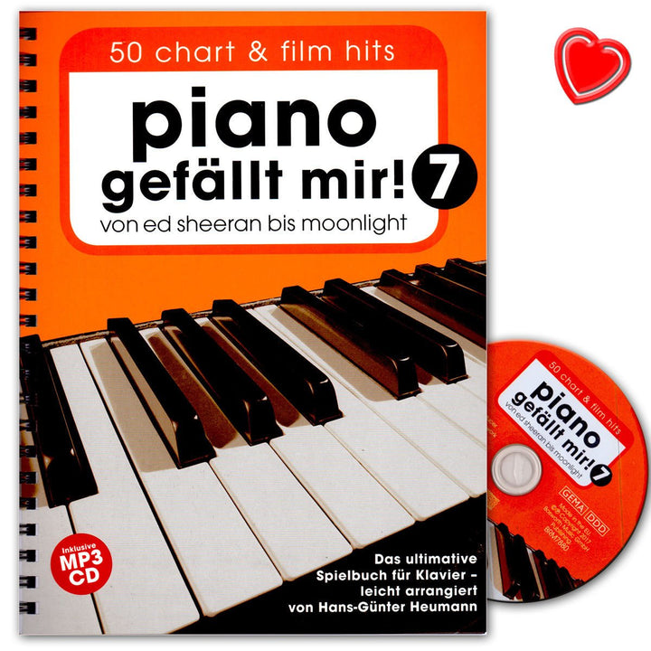 Piano gefällt mir! 50 Chart und Film Hits Band 7 - Notenbuch mit CD und mit bunter herzförmiger Note