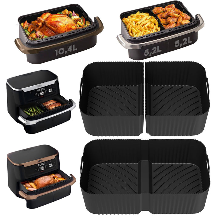 Heissluftfritteuse Zubehör für Ninja Foodi Flexdrawer 10,4l Airfryer AF500EU AF500EUCP, 1x10.4L & 2x