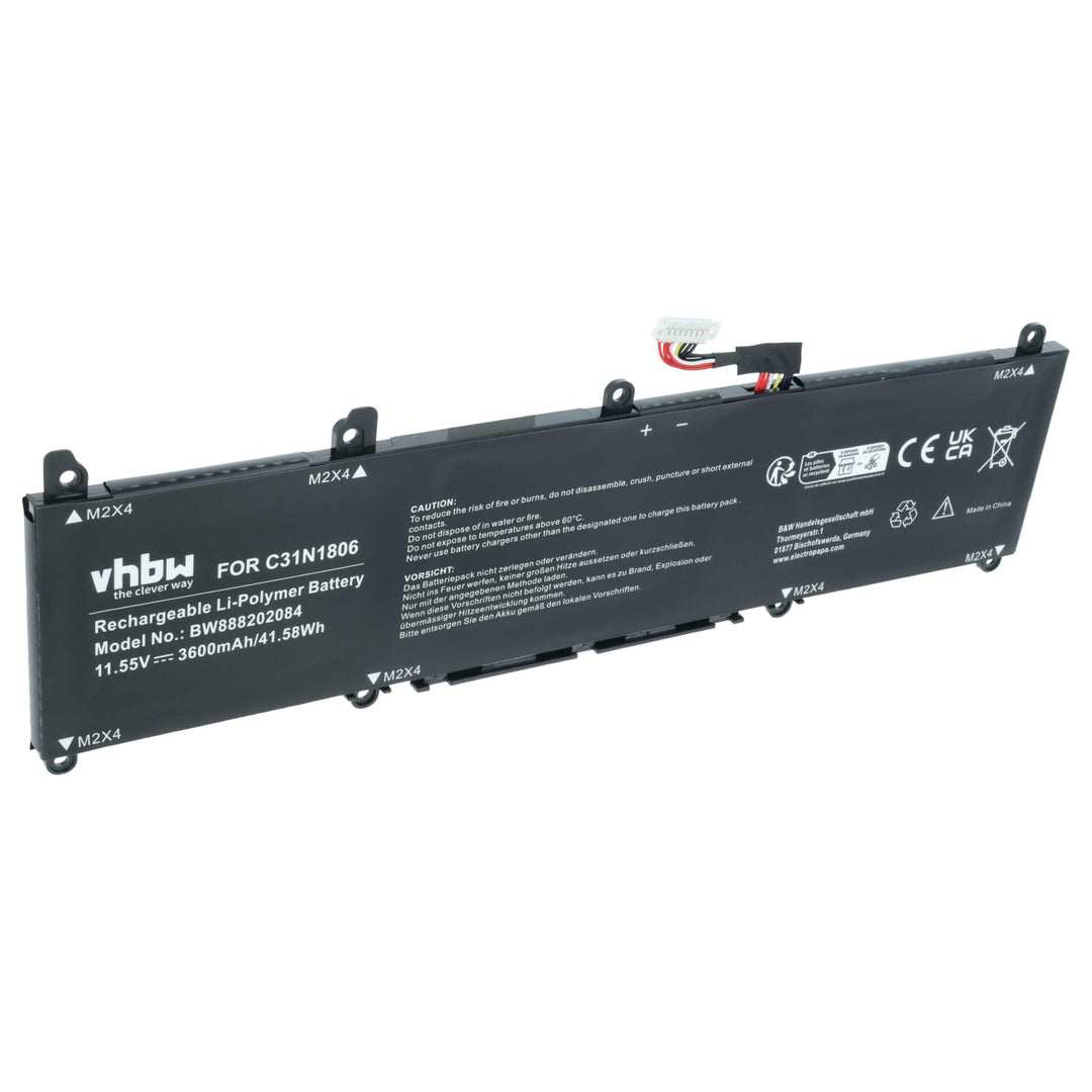 vhbw Akku kompatibel mit Asus VivoBook S13 S330UA-EY023T, S13 S330UA-EY024T Notebook (3600mAh, 11.55