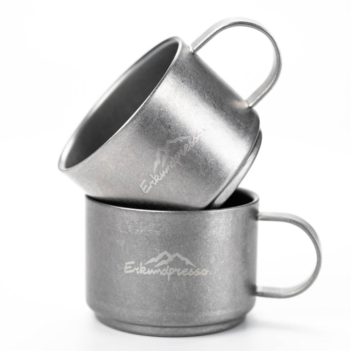 Doppelwandige Espressotassen 2er Set,Camping Kaffeetassen Isolierung aus hochwertigem Edelstahl,Indu