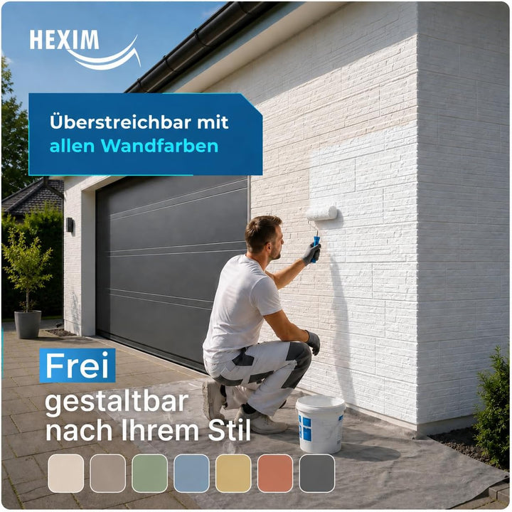 HEXIM Fassadenpaneele 1 Stück 121x50cm EPS Styropor Acrylbeschichtung Steinoptik Weiss - 3D Fassaden