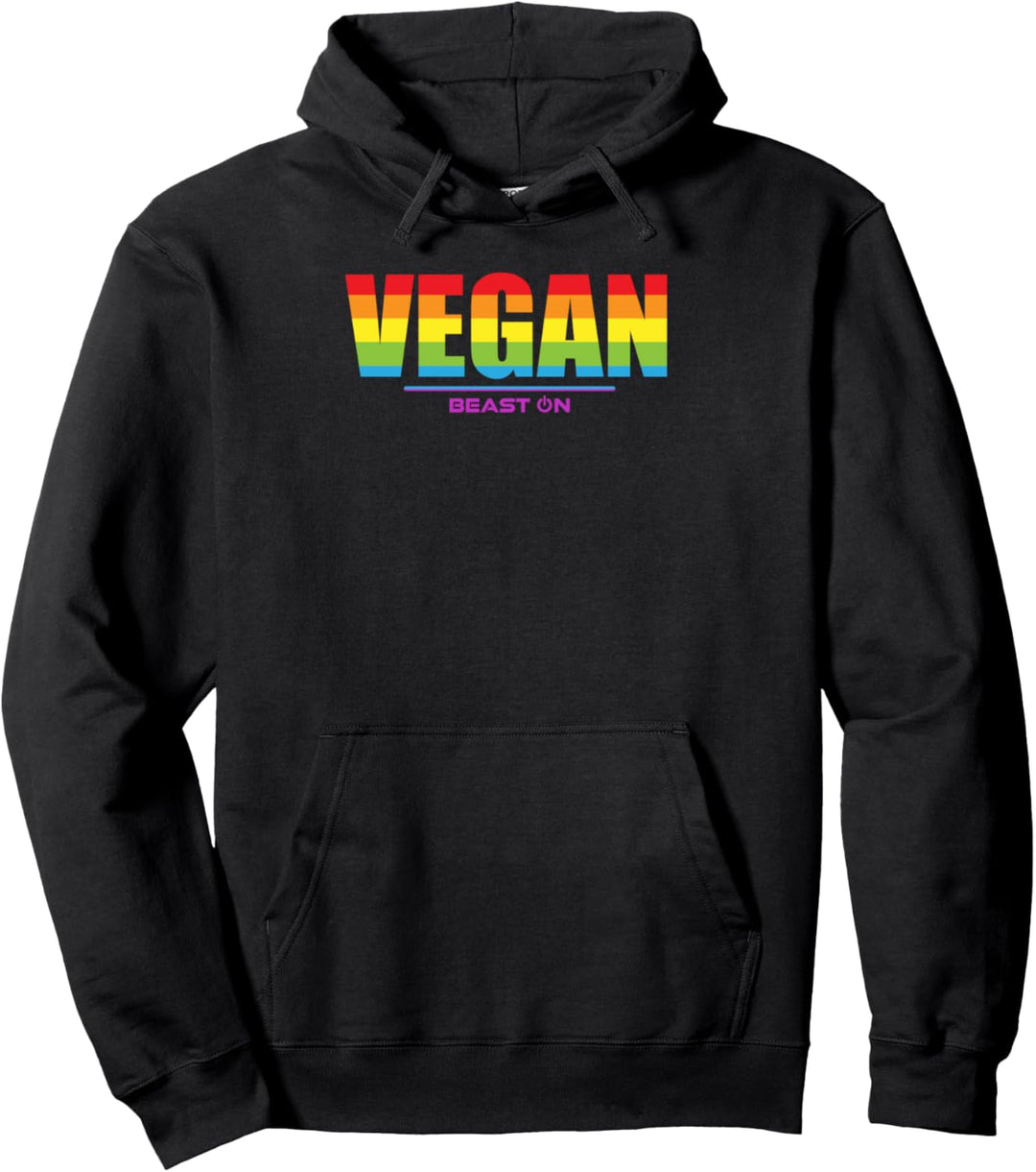 Vegan in LGBTQ Regenborgen Farben Fitness Gym Motivation Pullover Hoodie