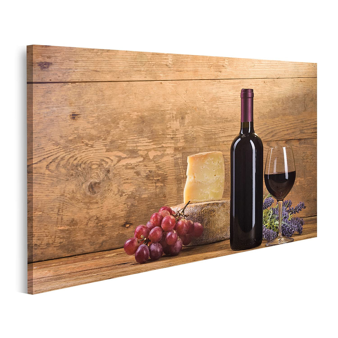 islandburner Bild auf Leinwand Rotwein Im Vintage Licht Mit Käse Und Früchten Bilder Wandbilder Post