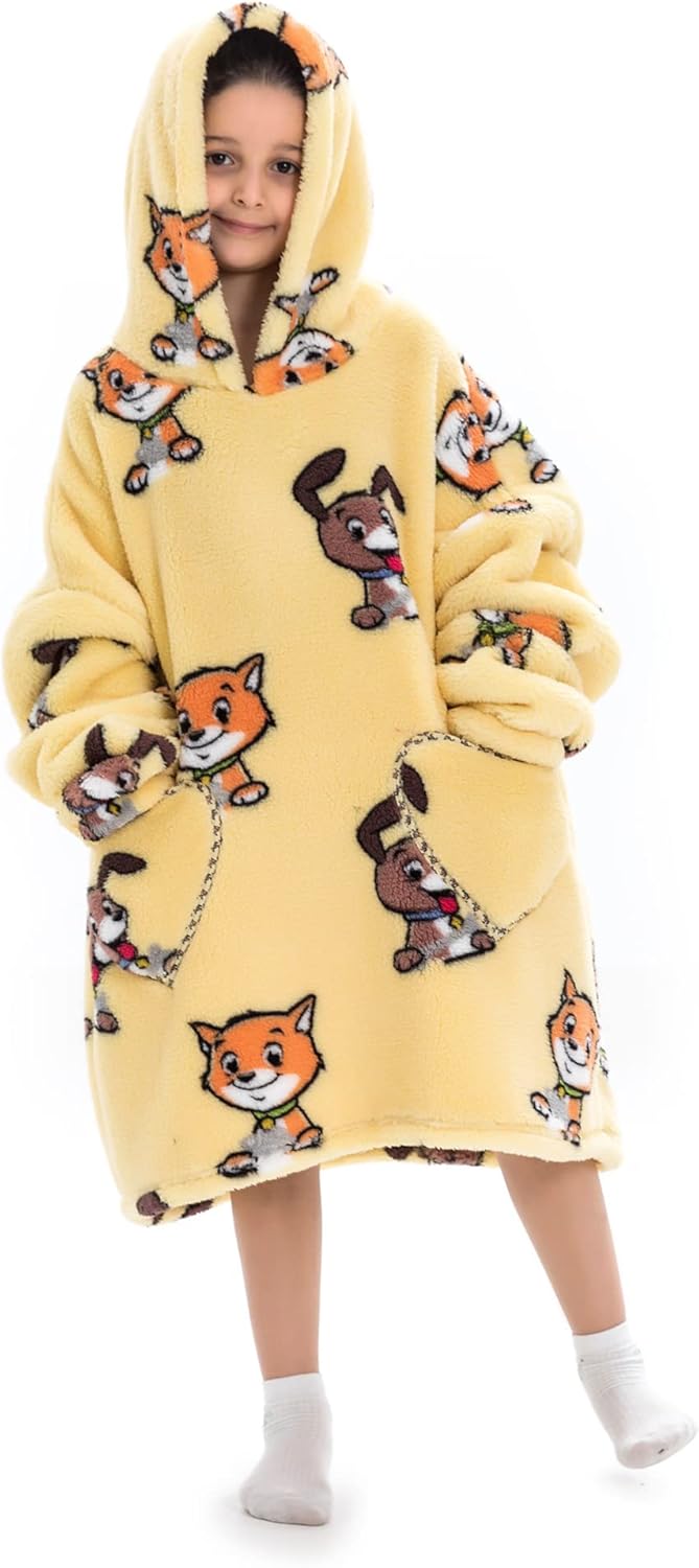Kapuzenpullover Mädchen, Übergrosse Hoodie Decke Kinder mit Kapuze und Tasche Jungen, Fleece Decke m