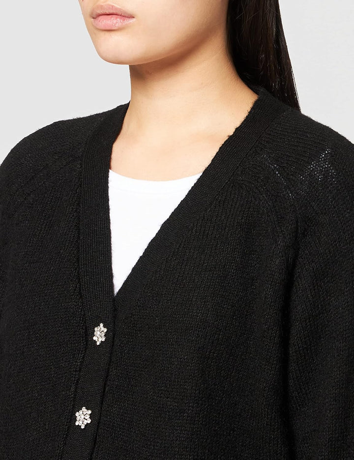 Naf Naf Damen Marris Cardigan Strickjacke XS Schwarz, XS Schwarz