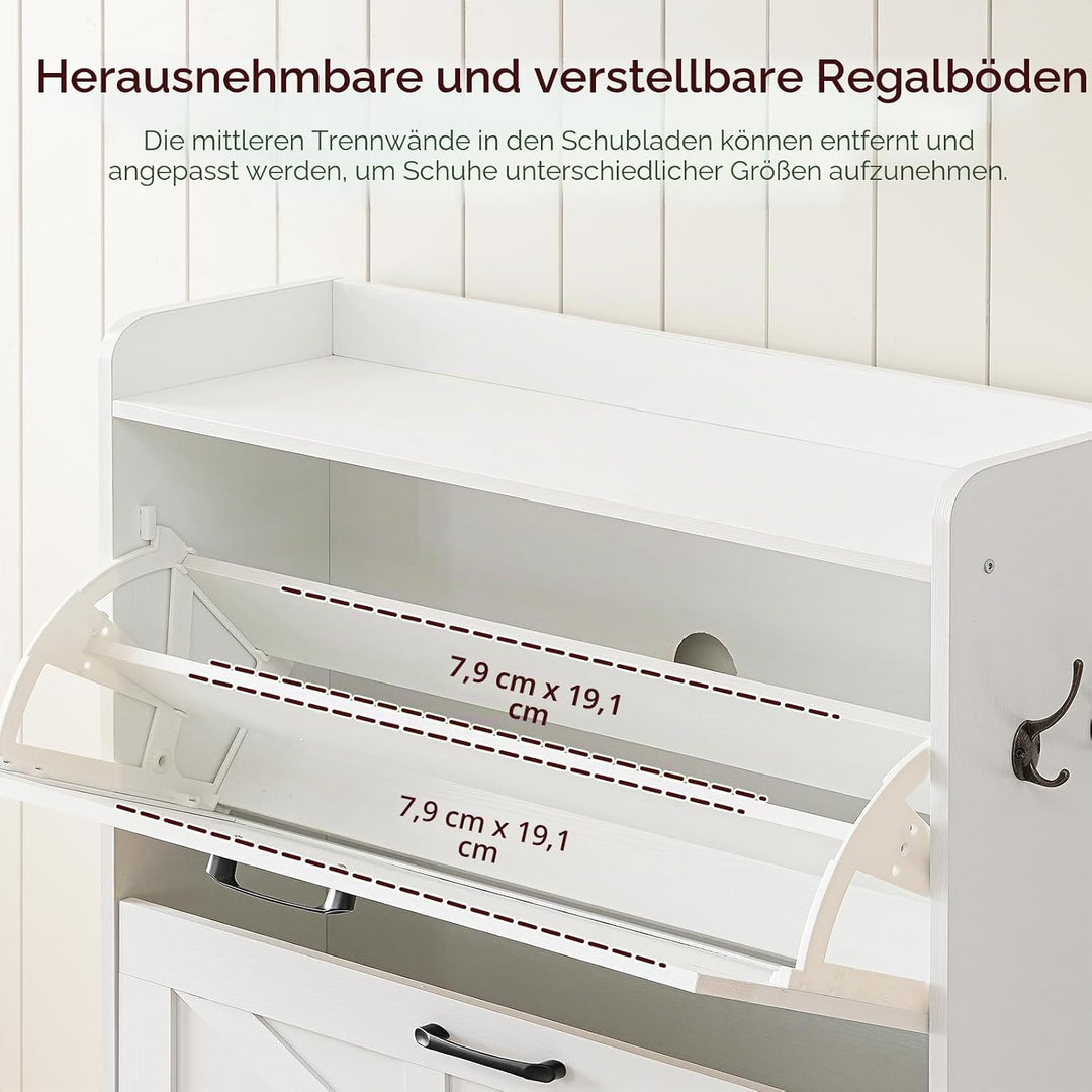 Schuhschrank schmal, Schuhkipper mit 2 Klappen, Schuhregal, Verstellbar, Schuhkommode mit Metallfüss