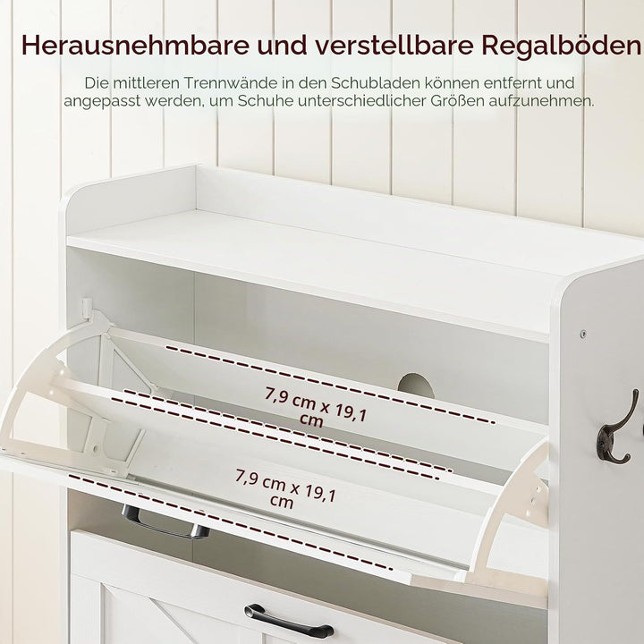 Schuhschrank schmal, Schuhkipper mit 2 Klappen, Schuhregal, Verstellbar, Schuhkommode mit Metallfüss