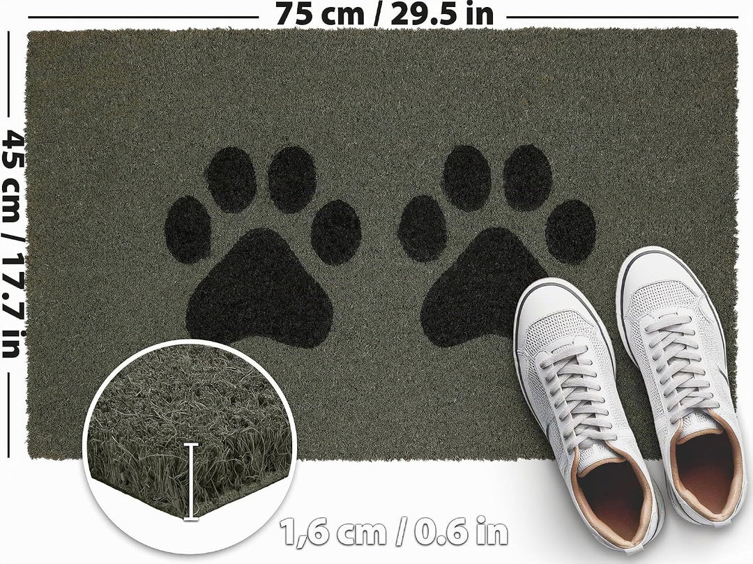 BRUBAKER Fussmatte für Aussen und Innen - Pfoten - 45 x 75 cm Hunde und Katzen Schmutzfangmatte aus