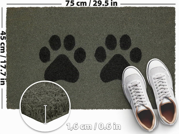 BRUBAKER Fussmatte für Aussen und Innen - Pfoten - 45 x 75 cm Hunde und Katzen Schmutzfangmatte aus