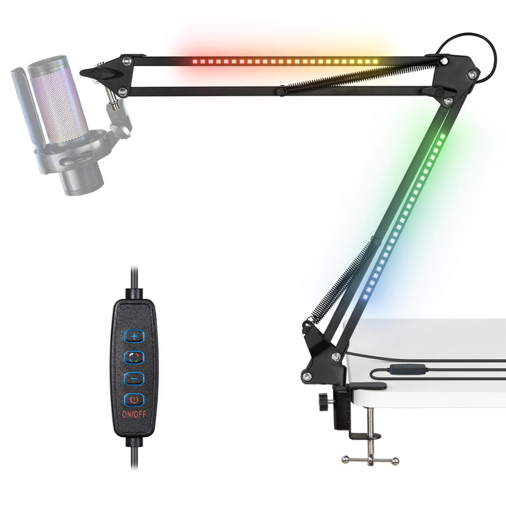Todeco RGB Mikrofonarm mit Lichteffekt, Verstellbarer Mikrofon Ständer