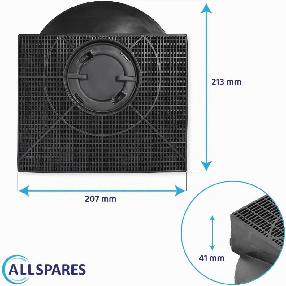 AllSpares Aktivkohlefilter 215x205mm Passend für diverse Dunstabzugshauben von Whirlpool, Ikea, Elic