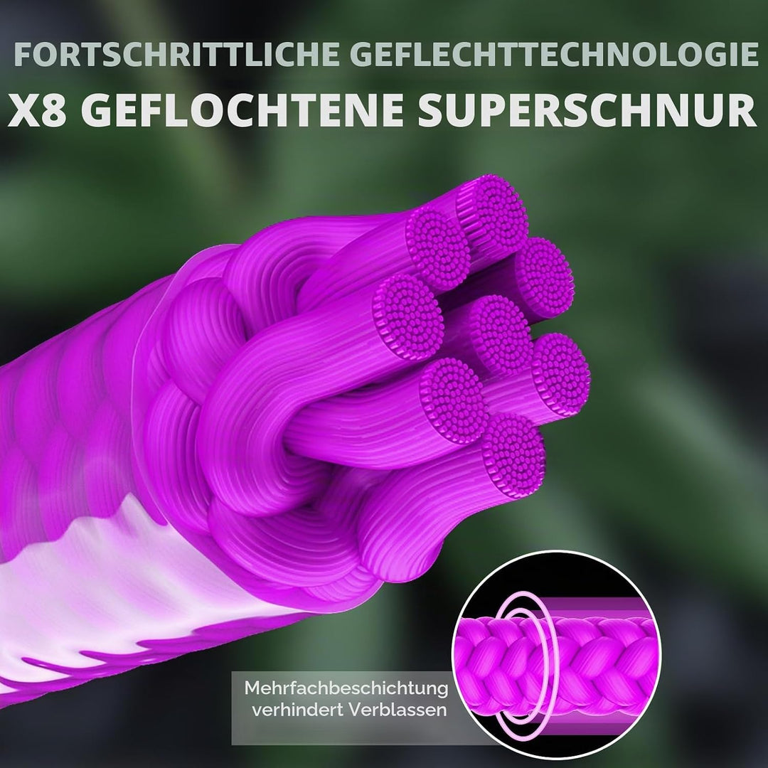 TRUSCEND Geflochtene Angelschnur 8fach, Angelzubehör Angelschnur geflochten glatt und ultradünn, PE