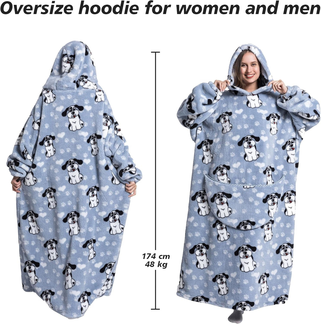 Lange Hoodie Decke mit Ärmeln für Damen & Erwachsene - Kuscheldecke mit Ärmeln - Weiche & Warme Deck