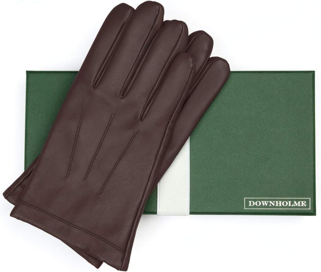 Downholme Touchscreen-Lederhandschuhe mit Innenfutter aus Kaschmir für Herren XS Braun, XS Braun