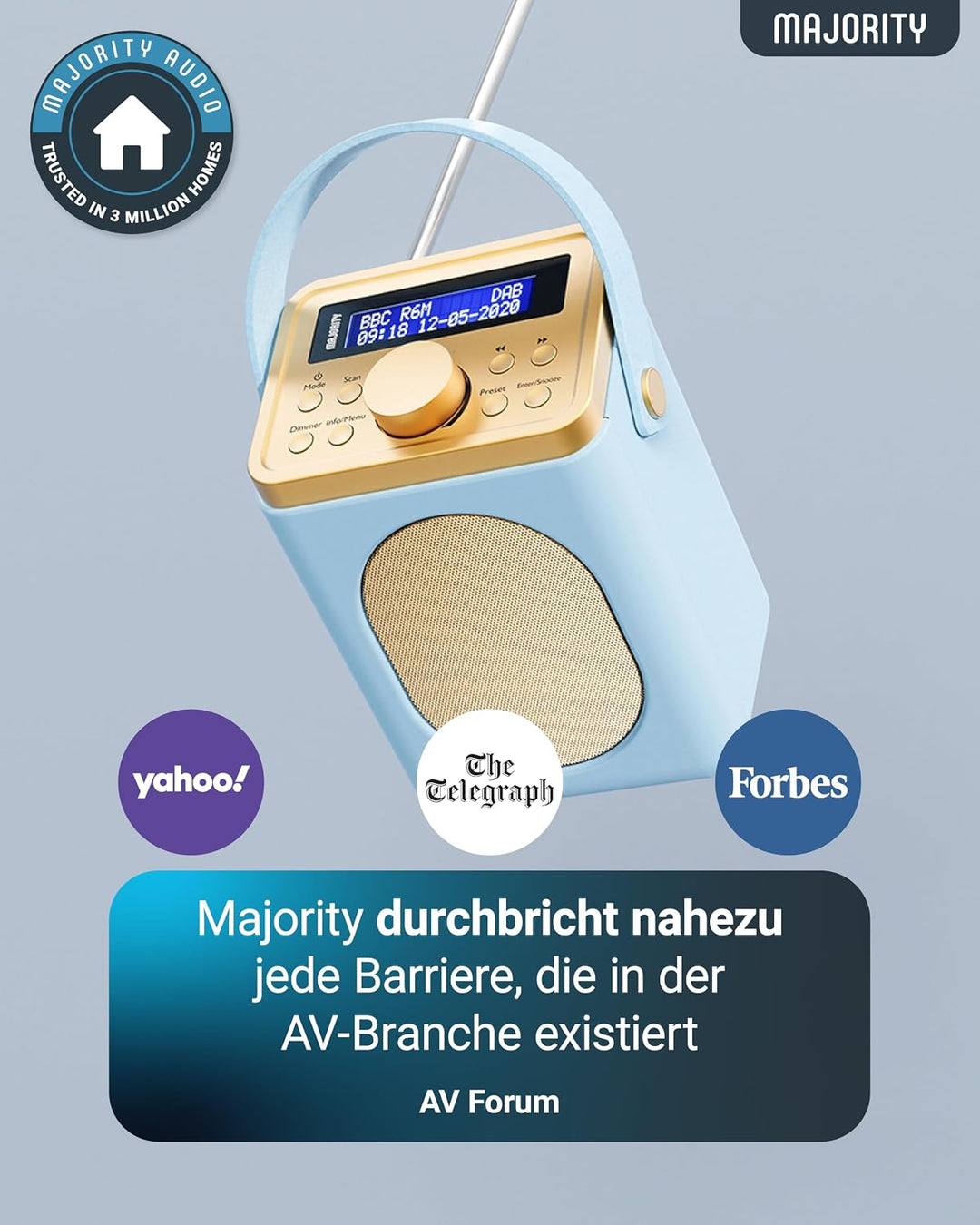 MAJORITY Little Shelford DAB Plus Radio | Küchenradio UKW mit Bluetooth | Radio Batteriebetrieben mi