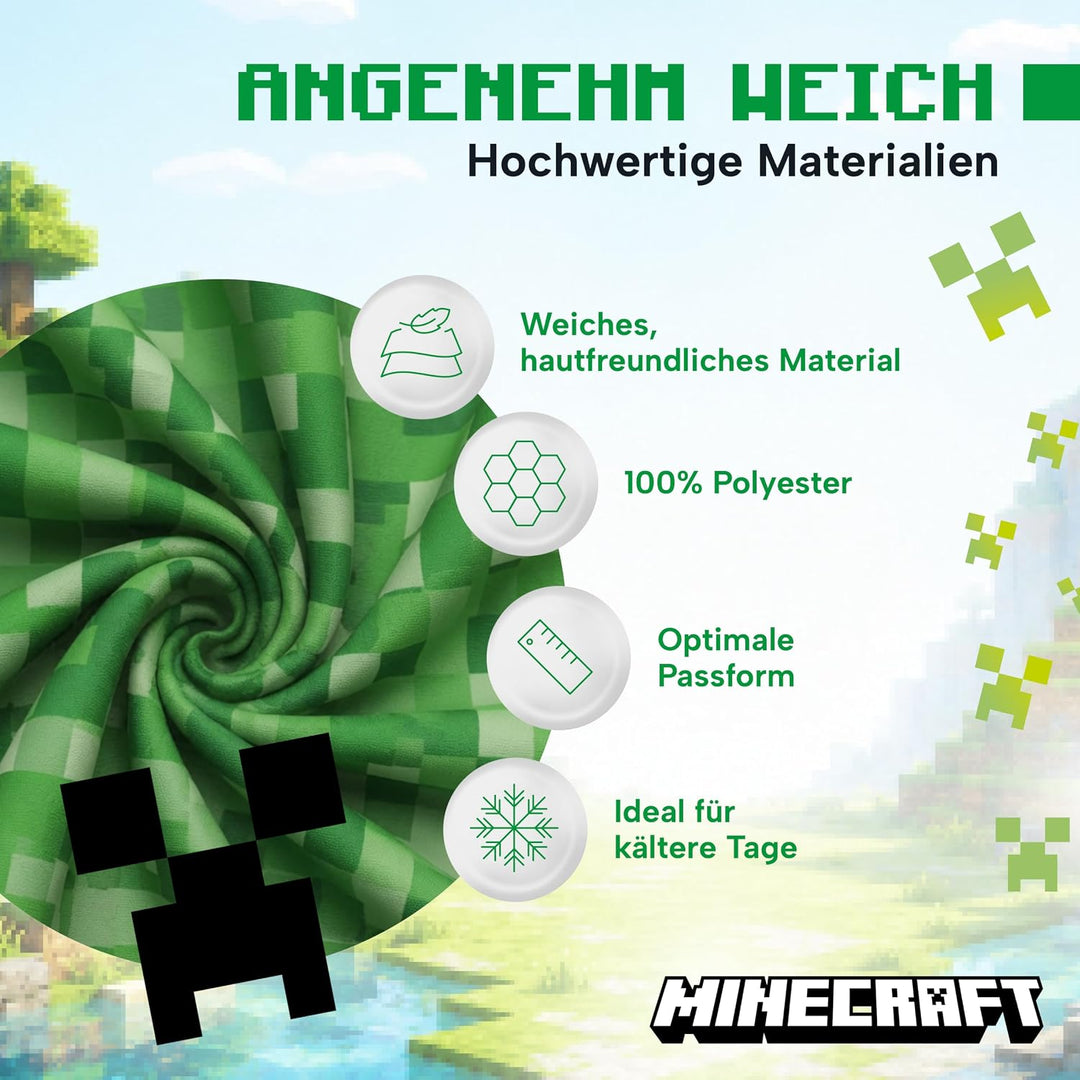 Minecraft Onesie Creeper Fleece Jumpsuit Sleepsuit Gamer Geschenk Schlafoverall mit Kapuze für Junge