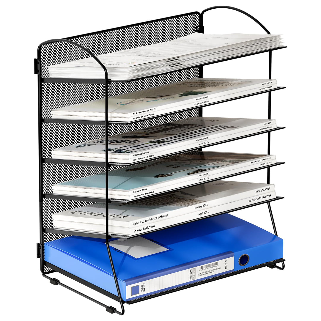 EasyPAG 6 Fächer A4 Metall Büro Schreibtisch Organizer Dokumentenhalter Aktenablage Zeitschriftenhal