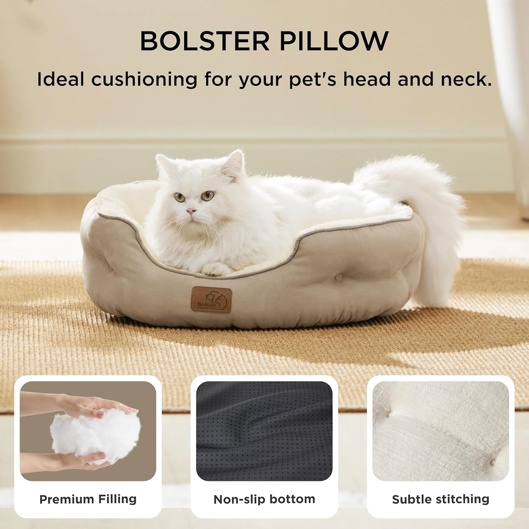 BEDSURE Katzenbett waschbar Katzen Bettchen - 51x48x15cm Katzenkorb mit zweiseitig Innenkissen Katze