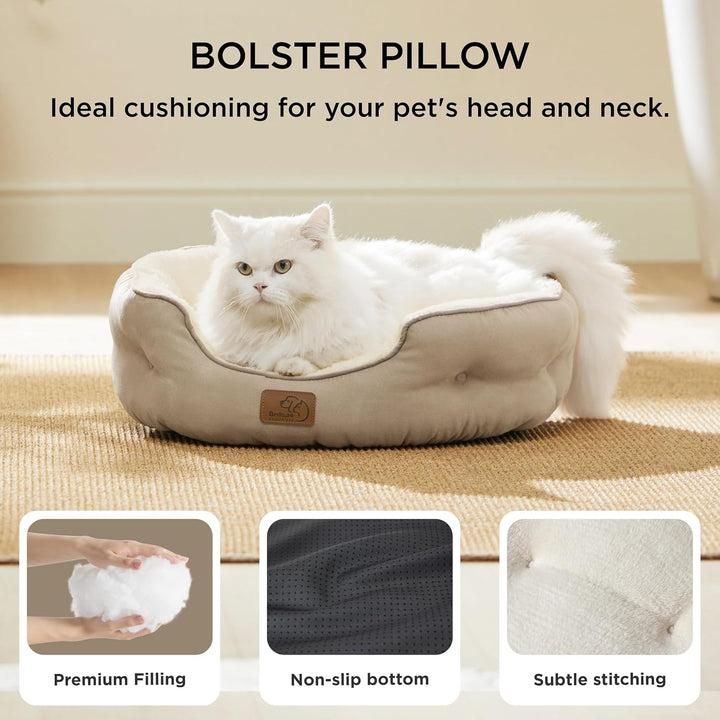 BEDSURE Katzenbett waschbar Katzen Bettchen - 51x48x15cm Katzenkorb mit zweiseitig Innenkissen Katze
