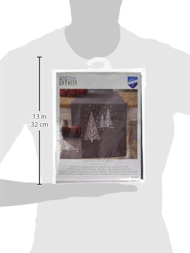 Vervaco Bedruckter Langer Läufer Weihnachtsbäume Stickpackung, Baumwolle, Weiss, 40 x 100 x 0,30 cm