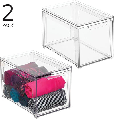 mDesign Aufbewahrungsbox mit Schublade – flache Schubladenbox aus Kunststoff zur Schuhaufbewahrung –
