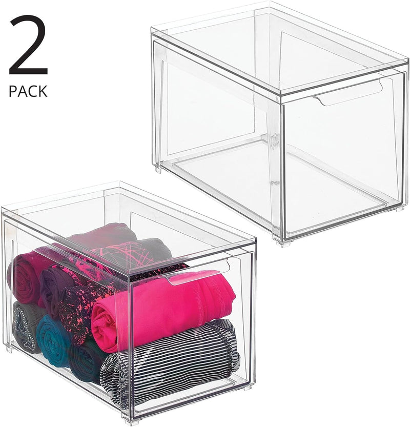 mDesign Aufbewahrungsbox mit Schublade – flache Schubladenbox aus Kunststoff zur Schuhaufbewahrung –