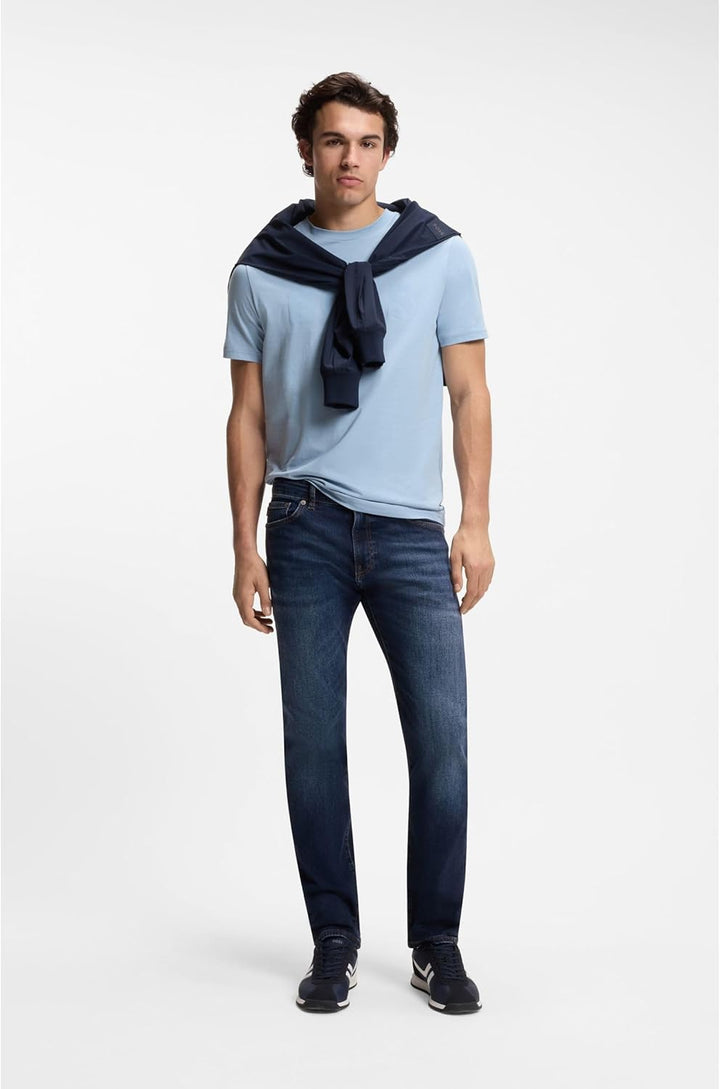 BOSS Herren Maine BC-L-C Blaue Regular-Fit Jeans aus schwerem Denim 33W / 32L Dunkelblau407, 33W / 3