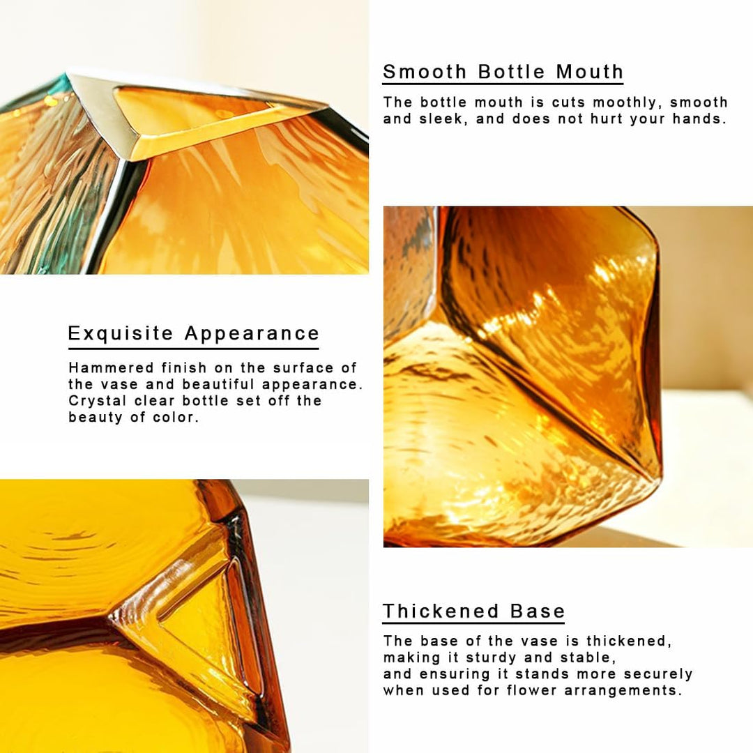 Glasvase Modern Blumenvase Handgefertigte kristallklare Schmale Vase Glas Tischdeko für Wohnzimmer S