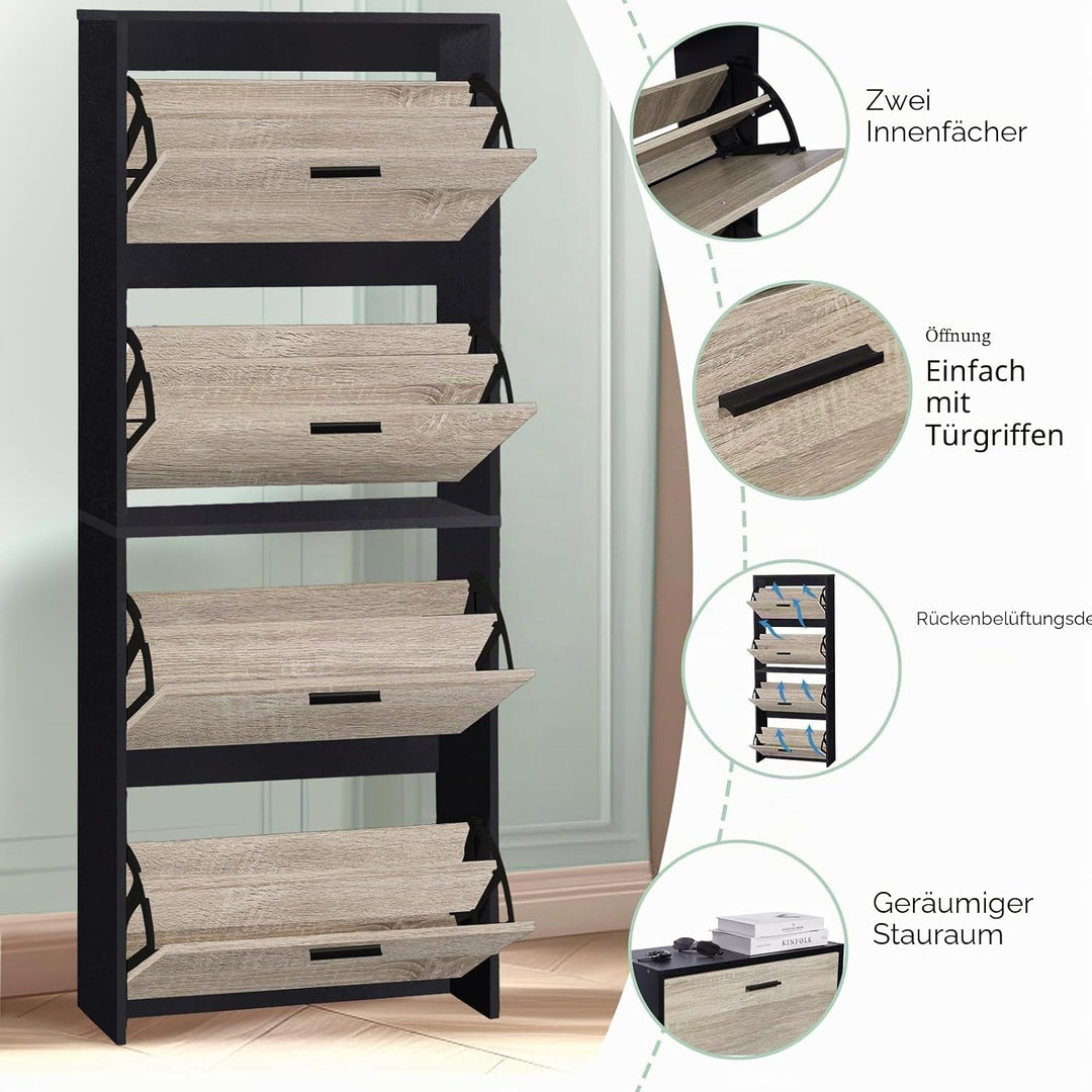 CASABEL Schuhschrank für 24 Paar – Schrank mit grossem Fassungsvermögen für Eingangsbereich, Flur –