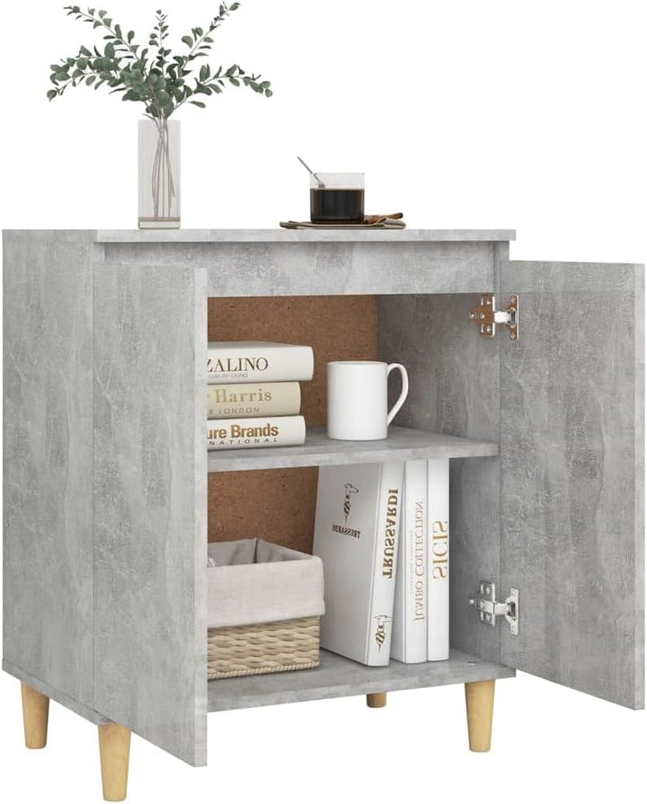 WIFESE Sideboard mit Massivholz-Beinen Betongrau 60x35x70 cmKomodenschrank KüChenschrank Komode Schr