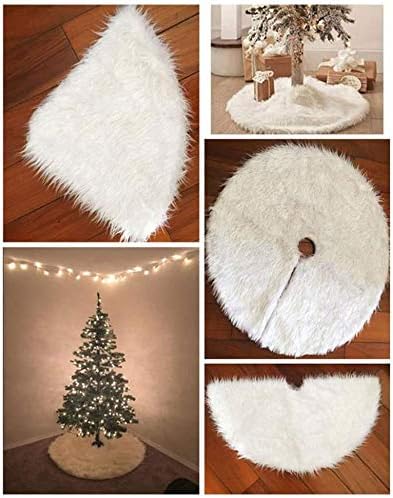 Queta Baumdecke Weihnachtsbaum Rock Rund Weiss Weihnachtsdecke, runder Christbaumdecke Plüsch-Weihna