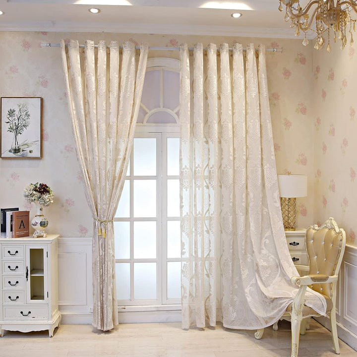 M&W DAS DESIGN Gardinenschal Vintage Retro Barock Beige 1er-packung 140 x 245 cm, Beige 1er-packung
