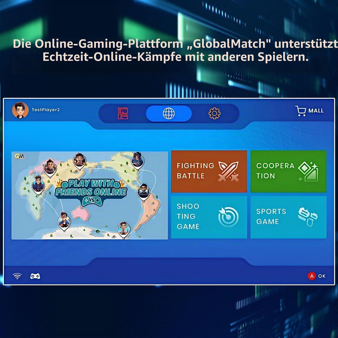GO15 Retro-Videospielkonsole, Integrierte 12 VISCO- und 18 PIKO-Retro-Spiele mit echter Lizenz, Unte