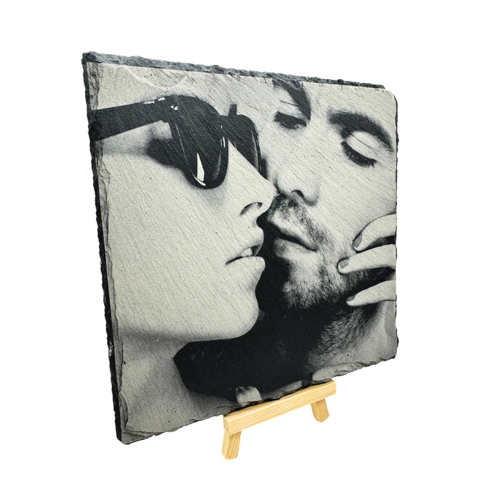 SMARTHAAS Personalisierte Schieferplatte mit Foto - Schiefertafel - Individueller Lasergravur mit Wu