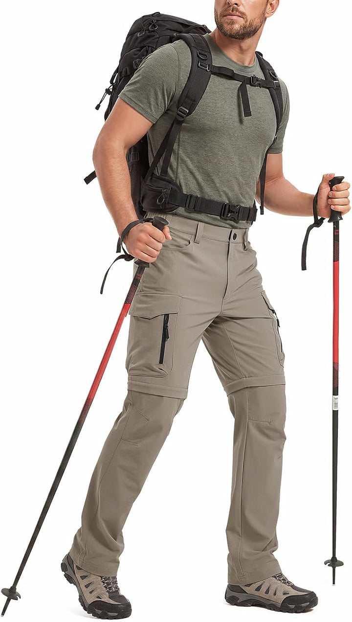Vzteek Herren Wanderhose Zip Off Trekkinghose Outdoorhose Sommer Softshell Stretch Hose Kurz für Wan
