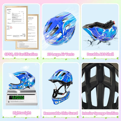 EULANT Fahrradhelm mit Kinnschutz für Jugendliche,Kinder Fullface Helm,BMX helme Jungen,Downhill Hel