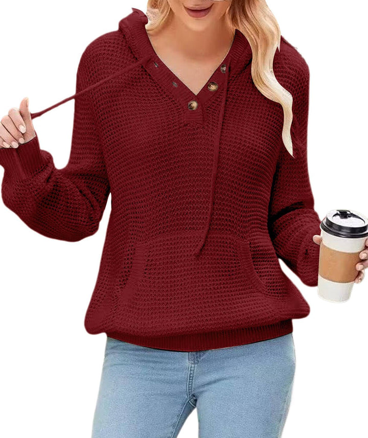 TrendiMax Hoodie Damen Strickpullover Kapuzenpullover Herbst Übergangs Sweatshirt Langarm Pullover D