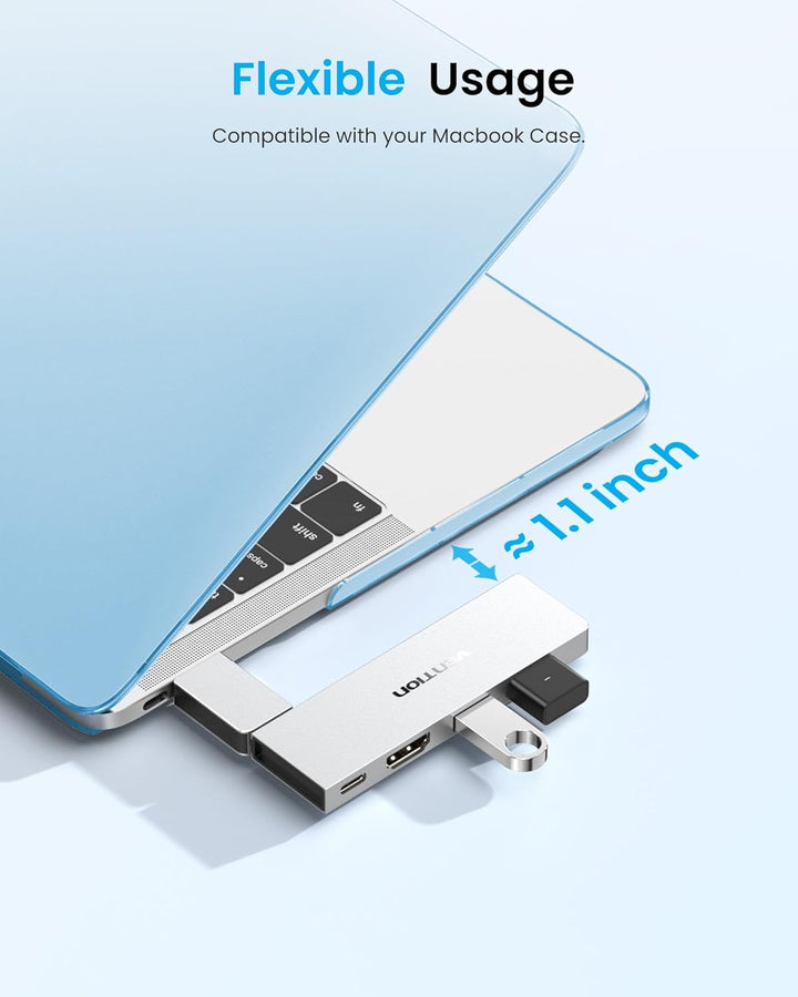 VENTION MacBook USB Adapter, 6-in-2 Mac Hub mit Dual USB C, Abnehmbarem Magnetischen USB-C-Stecker,