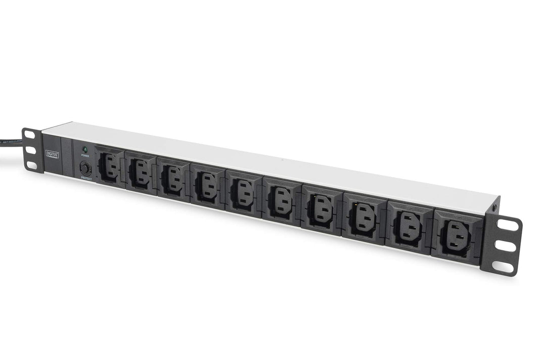 DIGITUS 19" Steckdosenleiste - 10 IEC C13 Abgriffe - 1HE - 250VAC - 50/60Hz - 10A - 2500W - Mit Über