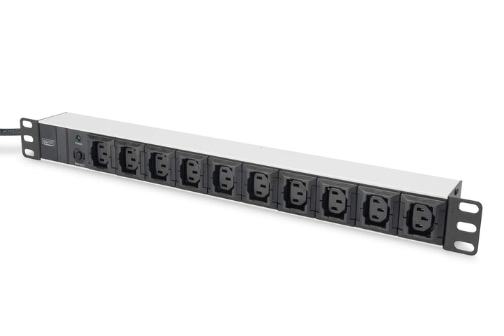 DIGITUS 19" Steckdosenleiste - 10 IEC C13 Abgriffe - 1HE - 250VAC - 50/60Hz - 10A - 2500W - Mit Über