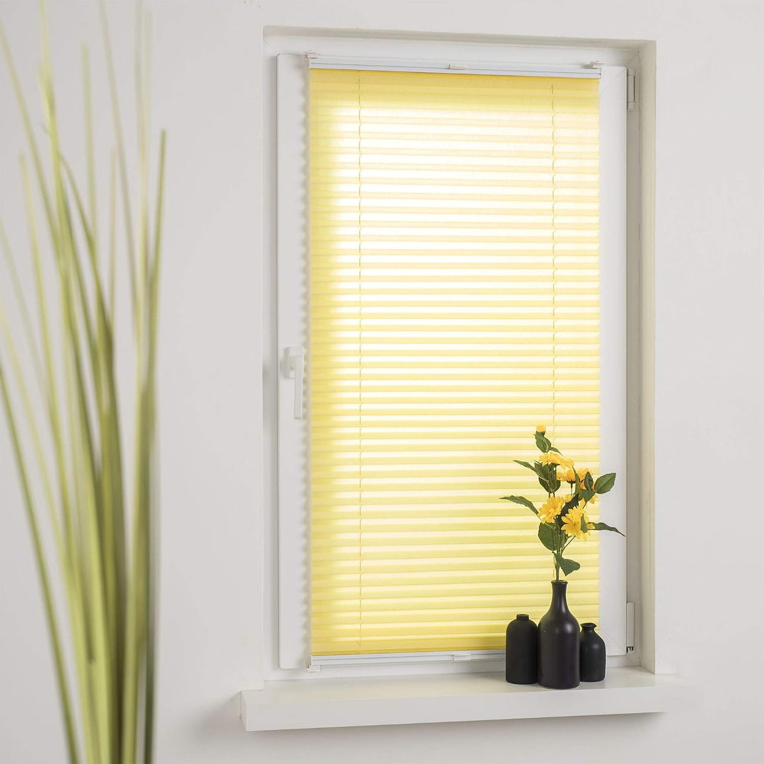 Liedeco® Plissee verspannt mit Klemmträger / 75 x 150 cm Lemon Yellow (gelb) (Breite x Höhe) / licht
