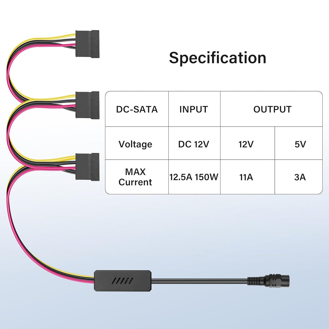 SinLoon DC5525 auf SATA-IDE-Festplatten-Netzteilkabel, DC 5,5 x 2,5 mm Buchse auf SATA-Buchse, Verlä