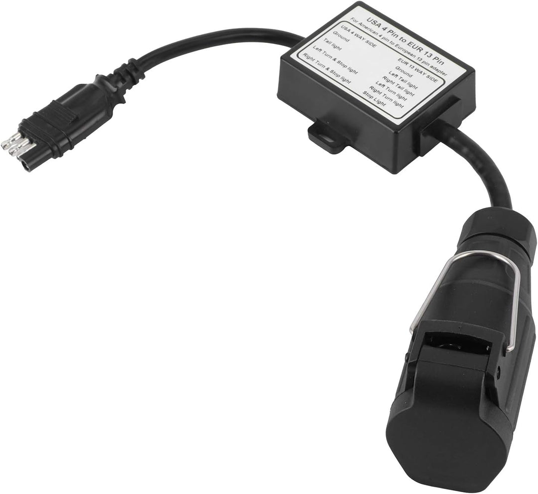 Trailer Connector US, Plug to EU 13 Pin Portable 4 Pin Flat Light Circuit Wiring Converter