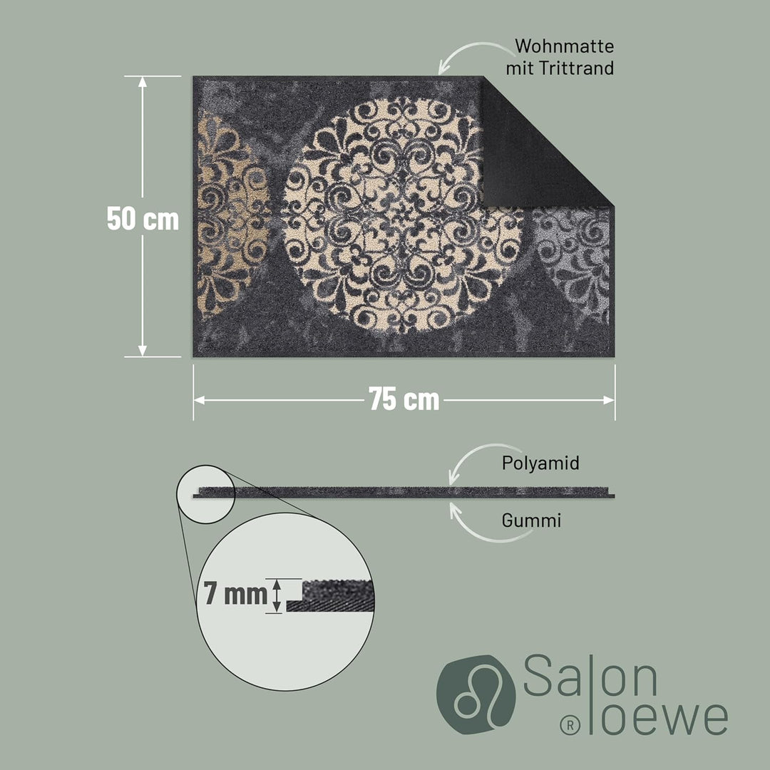Salonloewe Fliesenkreise Fussmatte waschbar 050 x 075 cm Fussabtreter Schmutzfangmatte Eingangs-Matt