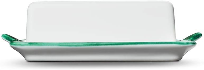 GMUNDNER KERAMIK Butterdose Grösse: l= 20.5 cm x b= 14.5 cm x h= 5.7 cm grüner Hirsch Geschirr, hand