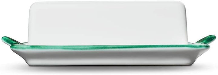 GMUNDNER KERAMIK Butterdose Grösse: l= 20.5 cm x b= 14.5 cm x h= 5.7 cm grüner Hirsch Geschirr, hand