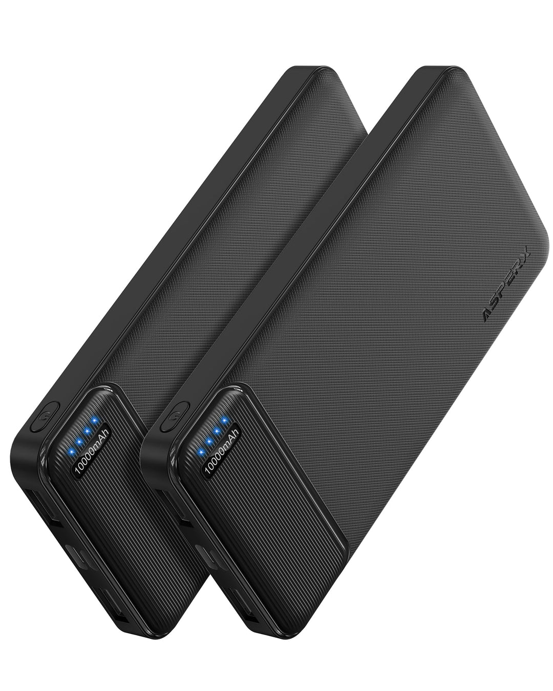 AsperX Power Bank 10000mAh 2 Stück,PowerBank USB C Output &amp; Input Externer Akku Klein Aber Stark,Tra