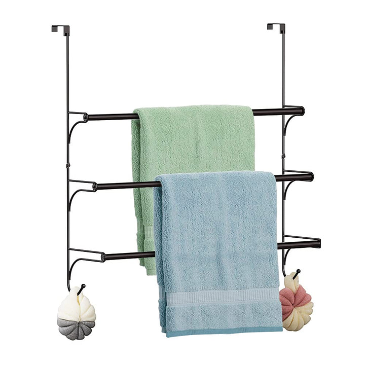 3 Stangen Handtuchhalter über der Tür - Verstellbarer Badezimmer Handtuchhalter ohne Bohren - Hängen