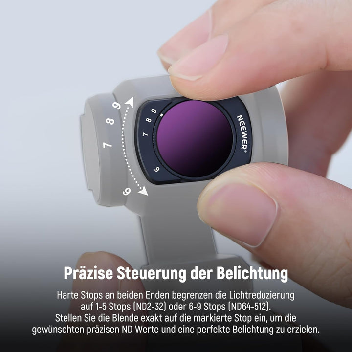 NEEWER Variabler ND Filter Set Kompatibel mit DJI Osmo Pocket 3 Creator Combo Zubehör mit 180° 0,75X